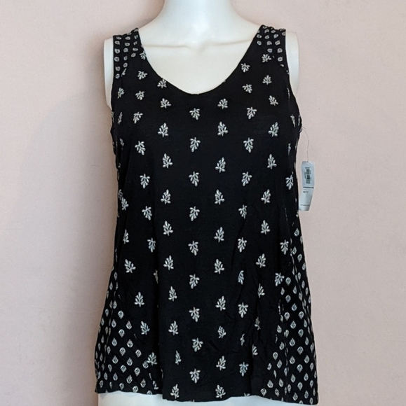 Old Navy Black Plant Print Tie Back Tank Top size XS - Picture 1 of 5